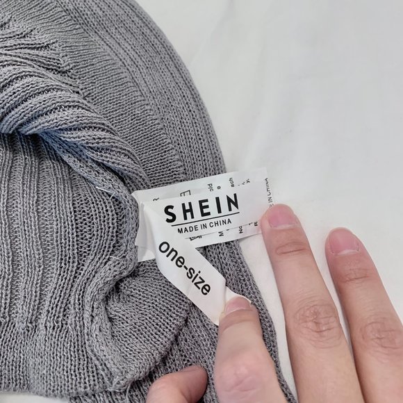 Shein ribbed knit solid sweater grey long sleeve crop top sexy under bust - Picture 9 of 9